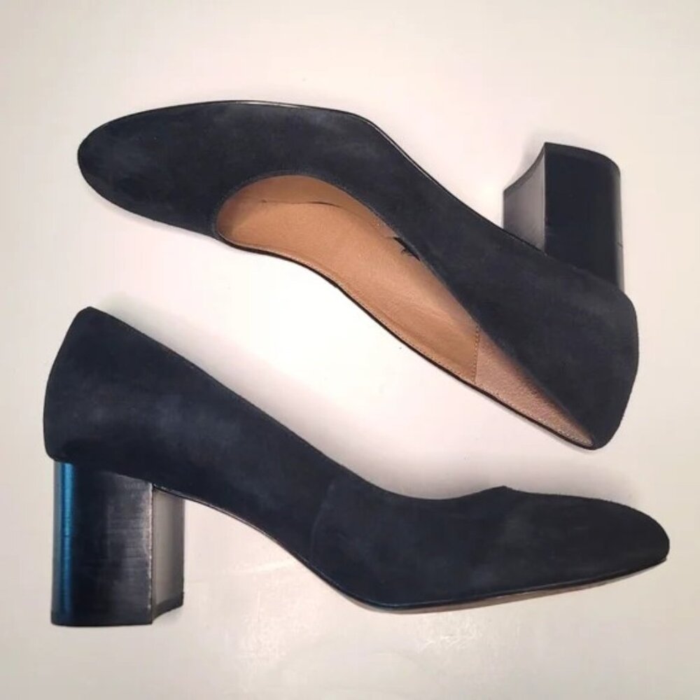 Adrienne Vittadini Black Suede Block Heel Pumps sz 8.5